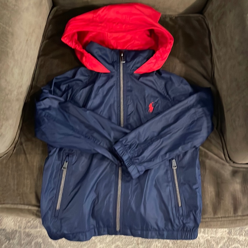 Boys hooded zip up rain jacket